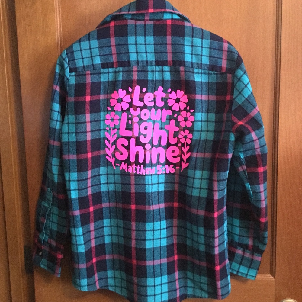 90’s Vintage Flannel Hot Pink Christian